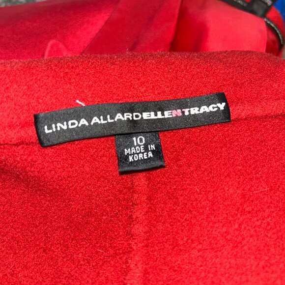 Linda Allard Ellen Tracy Red Wool Jacket, Open Front, Lightweight, Size 10 - Picture 6 of 7